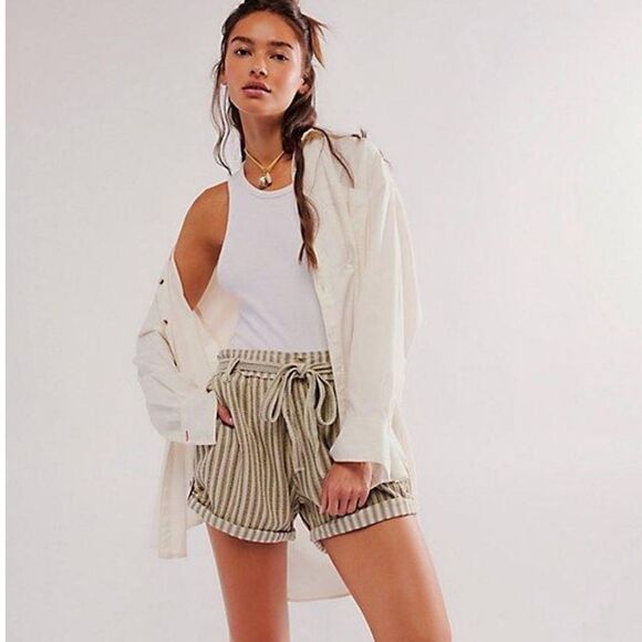 NWOT Free People One Harriet Striped Shorts | XSmall | Green - Picture 8 of 10